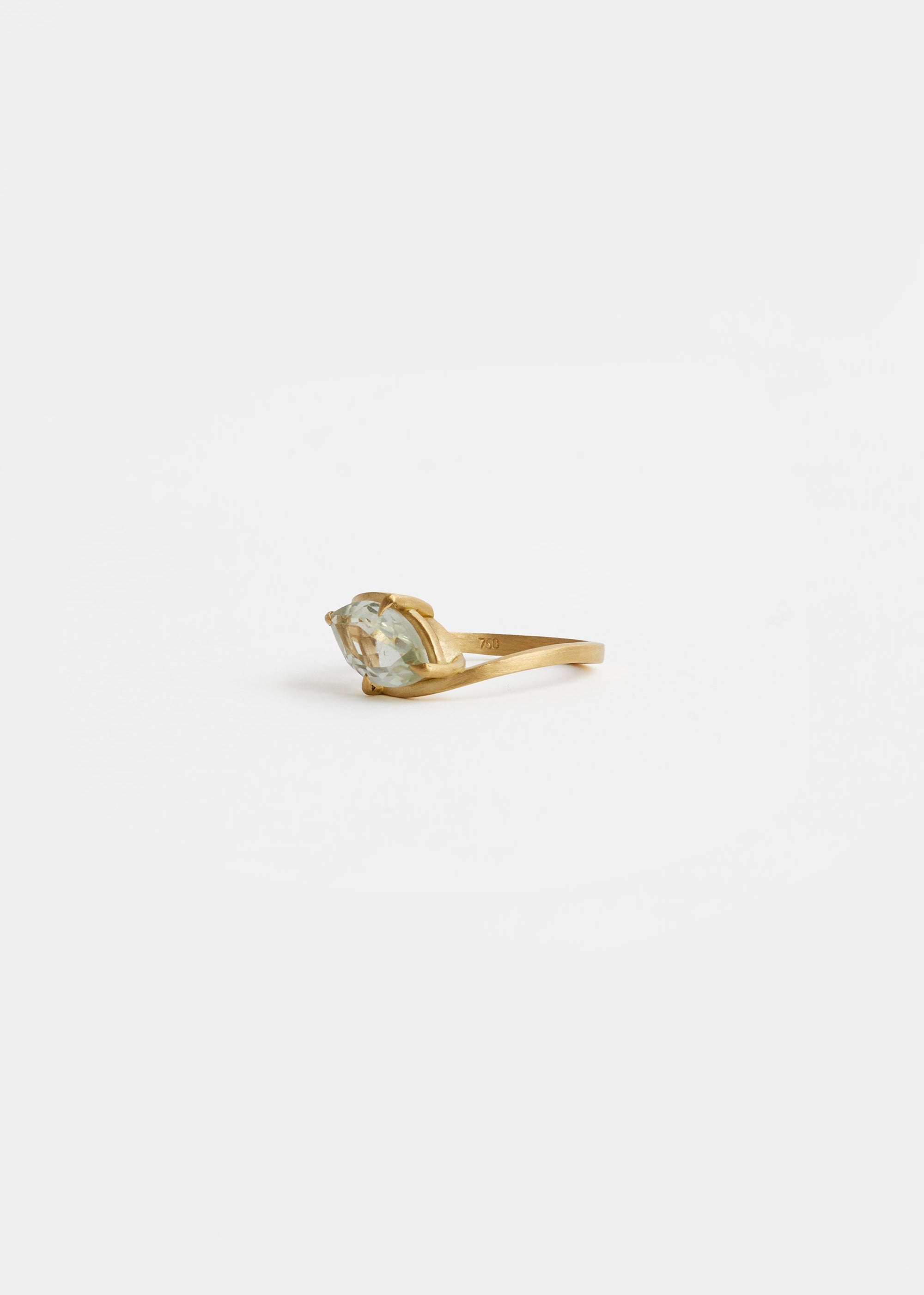 Brushed gold detail and marquise setting on CAMELIA ring by DALINDA