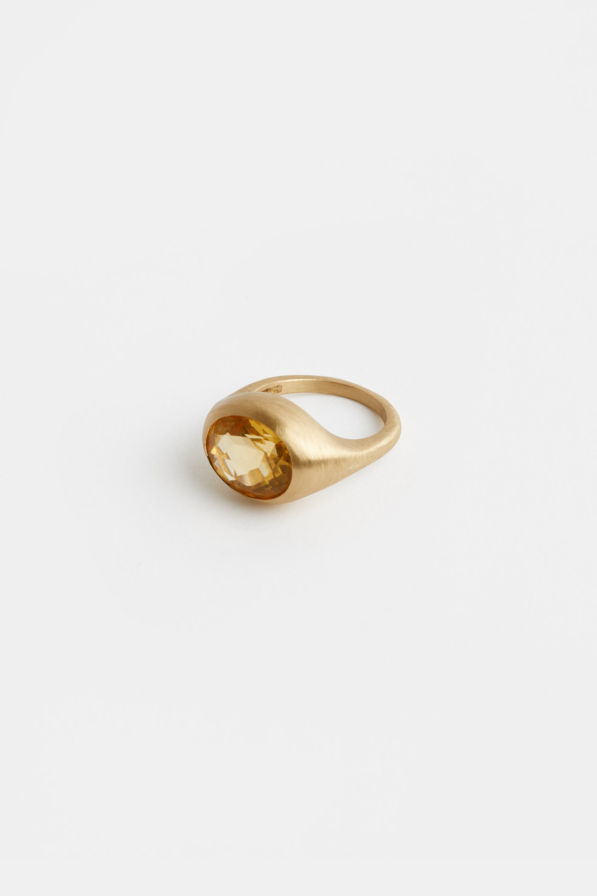YAKU pinky ring in brushed gold with natural citrine by DALINDA