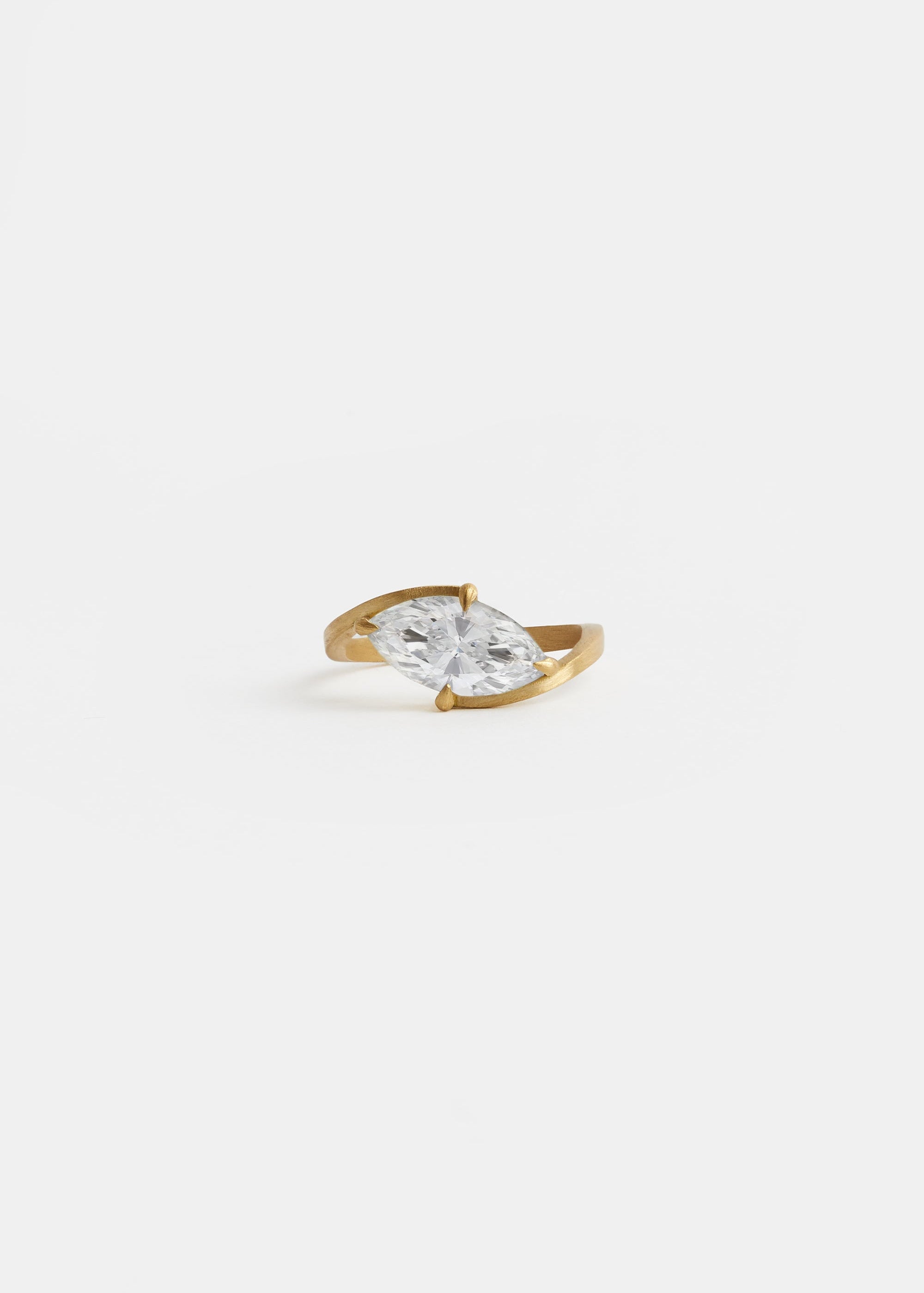 CAMELIA lab diamond ring in brushed gold, marquise cut, by DALINDA