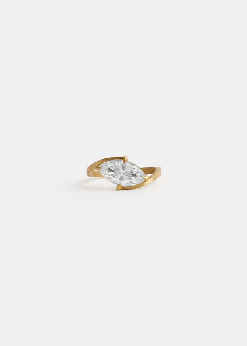 CAMELIA lab diamond ring in brushed gold, marquise cut, by DALINDA
