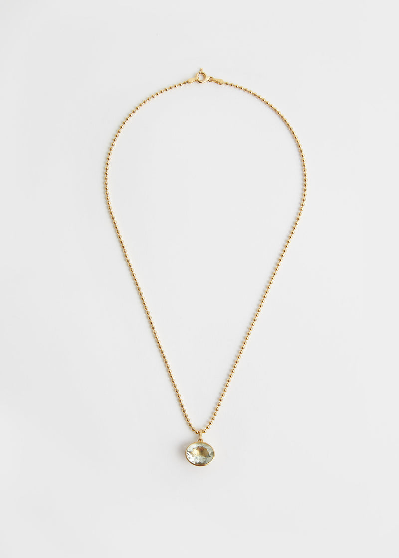 AMILA charm in brushed gold with natural prasiolite by DALINDA