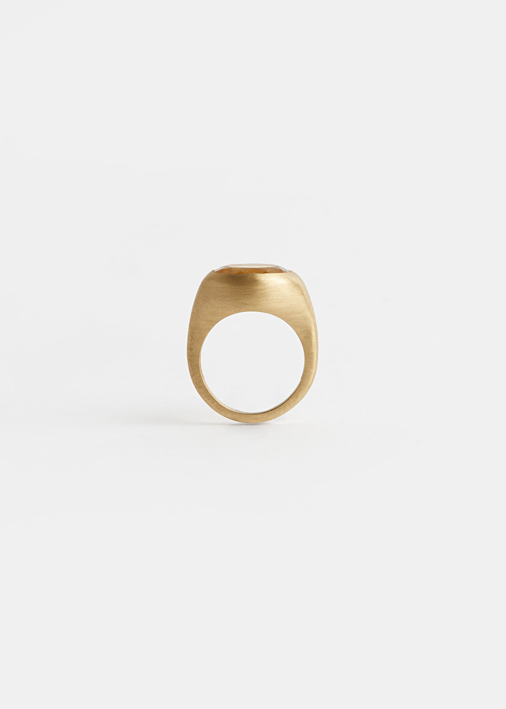 YAKU pinky ring in brushed gold with natural citrine by DALINDA