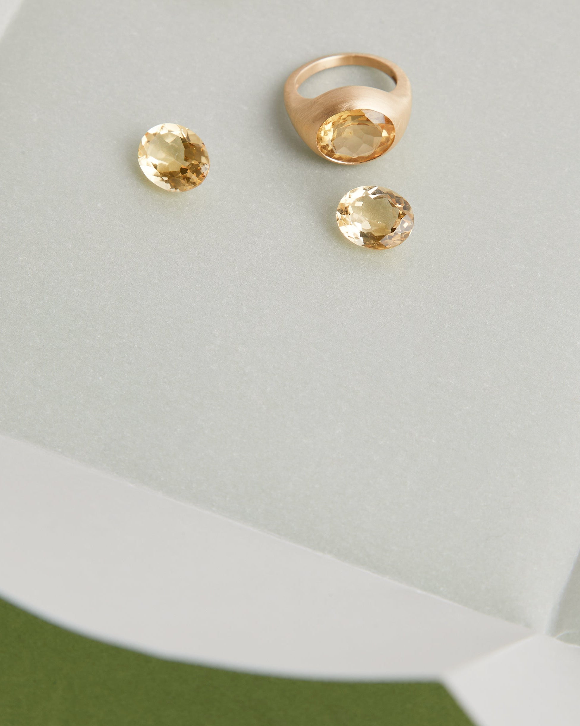 YAKU pinky ring in brushed gold with natural citrine by DALINDA